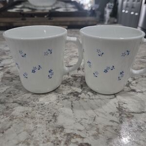 S/2 Vintage Corelle Corningware Provencial Blue D Handle Ceramic Mugs Cottagecor